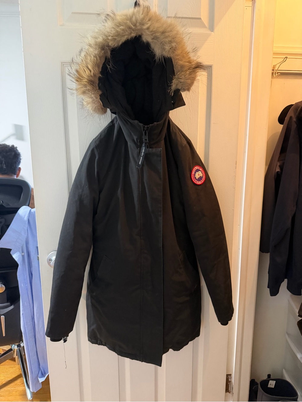 Canada Goose Black Parka with Fur Trim (S)